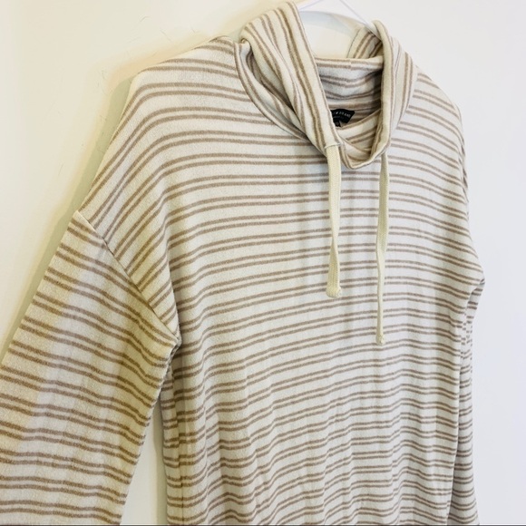Lucky Brand Bonnie Chance Cowl Neck Beige Striped Sweater - Picture 7 of 12